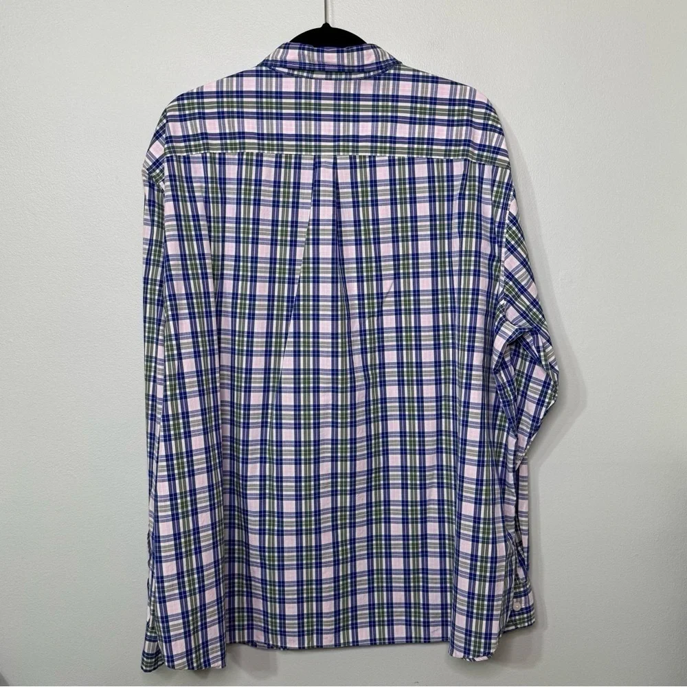 Vineyard Vines Men’s Stretch Poplin Check Button Down Shirt Blue Cloud Size XXL